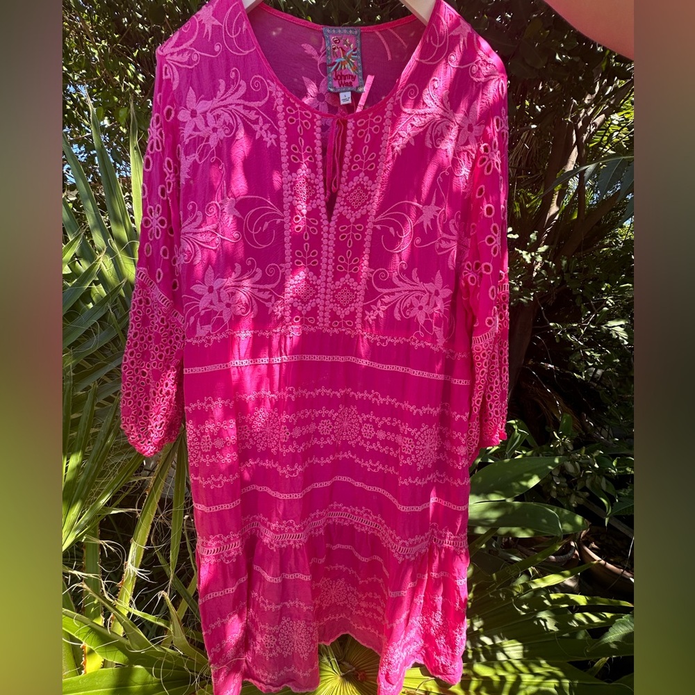 Johnny Was Pink Embroidered Dress /Tunic